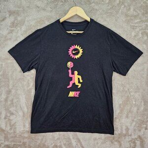 Nike Dri-Fit T-Shirt Men's Size L Black Festival Basketball Short Sleeve Tee